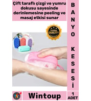 #Kese Kaliteli Çift Tasarımlı Peeling Etkili Yumuşak Masaj Yapan Süngerli Silikon Banyo Kesesi