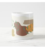 Abstract Botanical Line Art Temalı Porselen Kupa Bardak (Açık Yeşil)