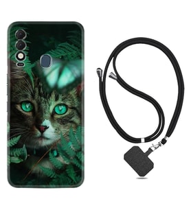 Tecno Spark 8T Kılıf Resimli Boyun Askılı İpli Desenli Silikon Blue Butterflys 1350