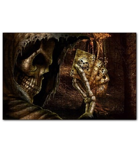 Cakapuzzle İskambil Oynayan İskelet  Puzzle Yapboz MDF (Ahşap) (120 Parça)