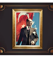 Özel Seri Paspartulu Çerçeveli Atatürk Tablo l418 (Gold)