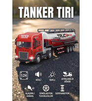 1:24 Ölçek Diecast Metal Kafa Işıklı ve Sesli Oyuncak Tanker Tırı - Ayrılabilir Dorseli Model Araba