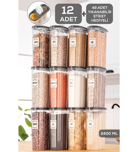 12'li 2400 ml Oval Saklama Kabı Seti, Pratik ve Şık Depolama Çözümü