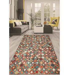 Dijital Kaymaz Taban Yıkanabilir Modern Renkli Salon Halısı Mutfak Halısı Yolluk ND-HT-1403 (Çok Renkli)