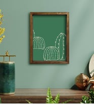 BK Gift Kaktüs Tasarımlı Doğal Masif Ahşap Çerçeveli Tablo 30x40cm-24