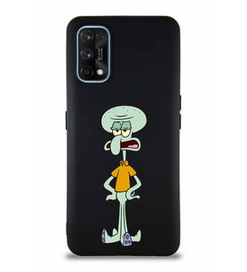 Realme 7 Pro Soft Premier Kapak Squidward Dokunaç Tasarımlı Silikon Kılıf - Siyah (Şeffaf)