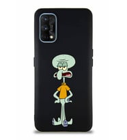 Realme 7 Pro Soft Premier Kapak Squidward Dokunaç Tasarımlı Silikon Kılıf - Siyah (Şeffaf)