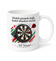 Dart Bullseye Şampiyon Hedefin Merkezi Temalı Baskılı Porselen Kupa Bardak Hediye