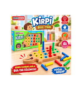 Ahşap Kirpi Renk Eşleştirme ve Çubuk Yerleştirme Eğitici Oyuncak 12 Ay+