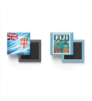 Buzdolap Magnetleri - Fiji Bayrağı ve Suva Posta Pulu Tema - 2'li Set Magneti