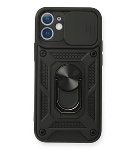Newface Apple iPhone 11 Kılıf Pars Lens Yüzüklü Silikon - Siyah