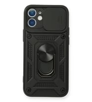 Newface Apple iPhone 11 Kılıf Pars Lens Yüzüklü Silikon - Siyah