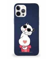 Apple iPhone 12 Pro Max Soft Premier Kapak Coolcat Tasarımlı Silikon Kılıf - Lacivert (Şeffaf)