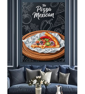 Dilimlenmiş Lezzetli Pizza Poster Dekoratif Kanvas - Mdf Ahşap Tablo