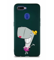Oppo A5S Soft Premier Kapak Pearl Yengeç Tasarımlı Silikon Kılıf - Yeşil (Şeffaf)
