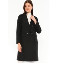 Z6672 DEWBERRY BAYAN PALTO-SİYAH