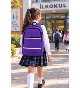 Mor Lüks İlkokul Okul Çantası Çocuk Öğrenci Sırt Çantası Günlük Okul Kullanımı İçin 45 x 30 x 15