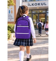 Mor Lüks İlkokul Okul Çantası Çocuk Öğrenci Sırt Çantası Günlük Okul Kullanımı İçin 45 x 30 x 15