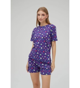 Lisanslı Kısa Kollu Şortlu Pamuklu Pijama Takımı (Çok Renkli)