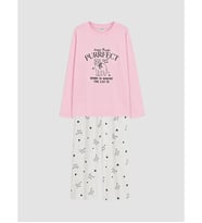 LCW Kids Pembe Baskılı Kız Çocuk Pijama Takım