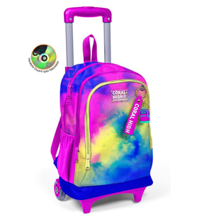 Coral High Kids Renkli Batik Desenli Üç Bölmeli Çekçekli Okul Sırt Çantası 23957