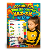 3-9 YAŞ Çocuklara Yönleri Öğreten YAZ-SİL Kitabı