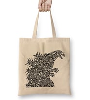 Godzilla Japanese Symbols Collage Bez Çanta Uzun Saplı