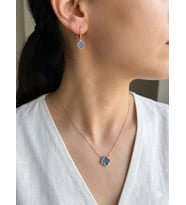 925 Ayar Papatya Silver Yonca Kolye Küpe Set.rose.gold.rodaj
