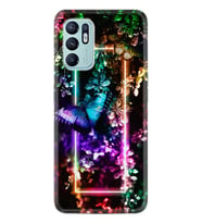 Oppo Reno 6 Kılıf Silikon Desen Özel Seri Butterfly Neon 1684