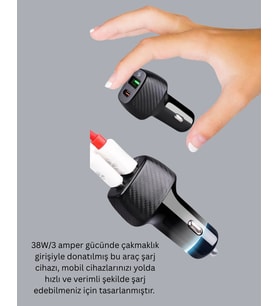 Kompakt Tasarımlı Type-C + USB Girişli Araç Şarj Başlığı