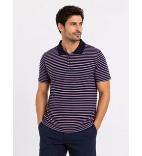 Babs Erkek Flamlı Penye Çizgili Polo Yaka Siyah Tişört Kısa Kol Yazlık T-Shirt