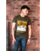 FBI JEANS DESENLİ SLİMFİT PAMUKLU ERKEK T-SHİRT (Yeşil)