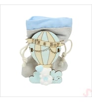 Ahşap Standlı 10cm x 8cm KESE, Mavi Uçan Balon - 1 Adet