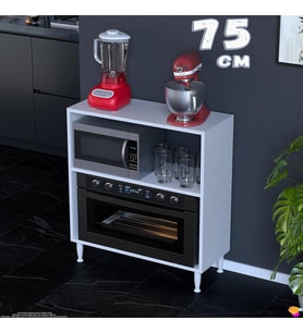 Eliusta Vira Mikrodalga Fırın Standı 75x87x32 cm Çok Amaçlı Mutfak Rafı Kahve Köşesi Düzenleyici
