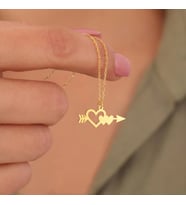 Kişiye Özel 925 Ayar Gümüş Şık Tasarım Kalp Kolye (Gold)