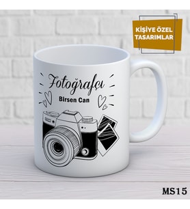 Kişiye Özel Meslek Temalı Kupa  İsimli & Fotoğraflı Premium Hediye Bardak Fotoğrafçı