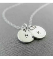 Kişiye Özel İkili Harf Model 925 Ayar Yuvarlak Plaka Hediyelik Unisex Kolye
