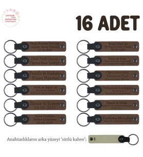 Kahverengi & Sütlü Kahve, Babalar Günü İçin Üzerine İsim Ve Özel Mesaj Yazılabilen, 16'lı Anahtarlık (Açık Kahve)