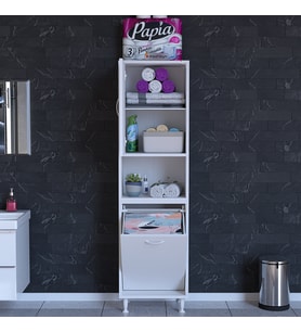 Modilayn 50 x 163,4 x 32,5 cm Çok Amaçlı 2 Kapaklı 3 Bölmeli Banyo Dolabı Mutfak Dolabı