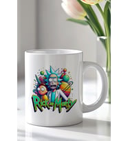 Rick and M. Tasarımlı 330ml Baskılı Beyaz Seramik Kupa Bardak