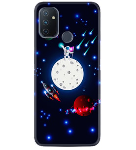 OnePlus Nord N10 Kılıf Silikon Desen Ay ve Astronot 1694