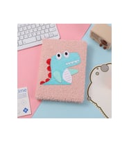 Peluş Defter, Çizgili ve Dinozorlu, 80 Yaprak, 21x14 -