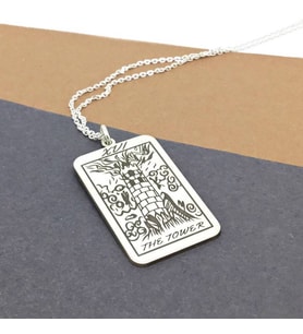 925 Ayar Gümüş  The Tower Tarot Kolye