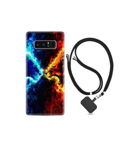 Samsung Galaxy Note 8 Kılıf Silikon Desen Boyun Askılı Red Blue Leon 1714