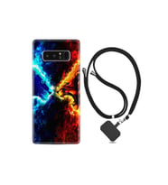 Samsung Galaxy Note 8 Kılıf Silikon Desen Boyun Askılı Red Blue Leon 1714