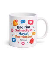 Sosyal Medyadan Çıkmayanlara Bildirim Bağımlısı Like Avcısı Kupa Bardak Hediye