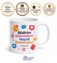 Sosyal Medyadan Çıkmayanlara Bildirim Bağımlısı Like Avcısı Kupa Bardak Hediye