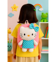 Kitty Mini Peluş Çanta, Ayarlanabilir Çocuk Sırt Çantası Askılı, Astarlı, Fermuarlı, 30 cm (Mavi)