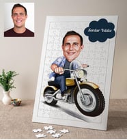 Karikatürlü Motorsikletli Kişiye Özel Puzzle