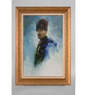 Çerçeveli Paspartulu Atatürk Tablo a751 (Gold)